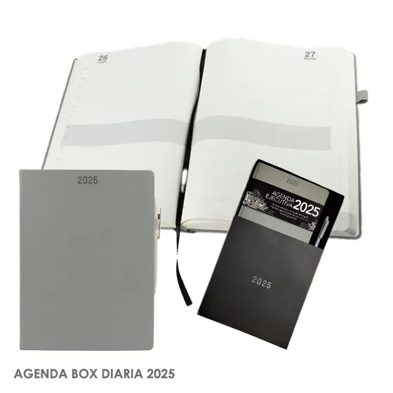 Agenda Box Diaria 2026 en curpiel personalizable