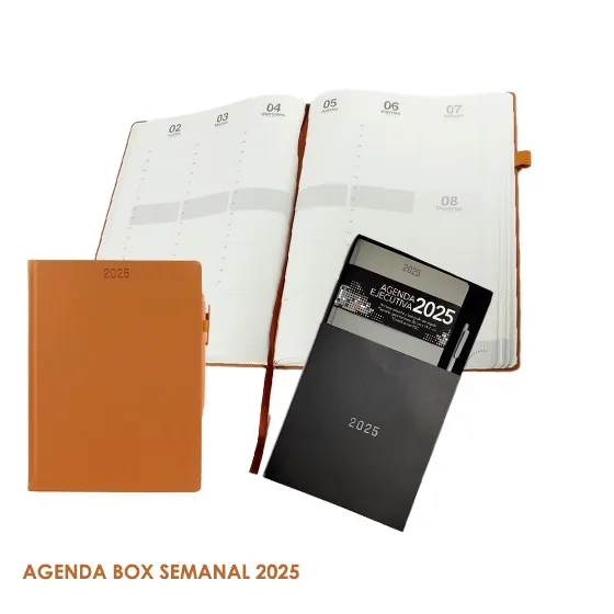 Agenda Box Semanal 2026 en curpiel personalizable